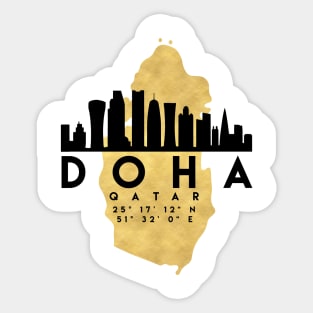 Doha Qatar Skyline Map Art Sticker